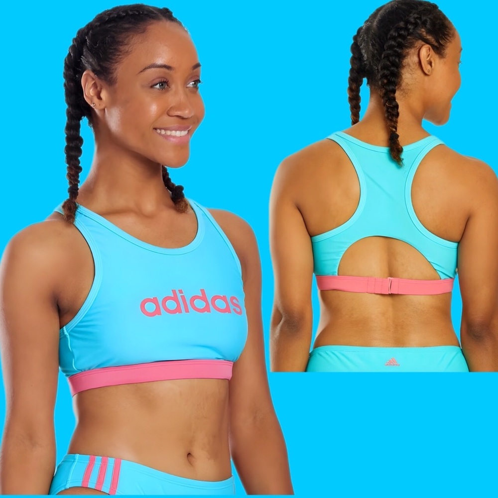 🆕 Adidas High Neck Racerback Sport Bikini Top size large 717